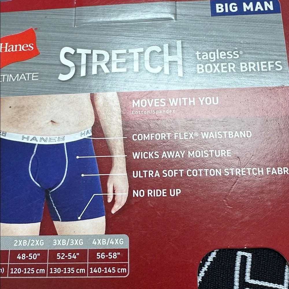 NWT 4PK Hanes Big Man Boxer Briefs 3XB